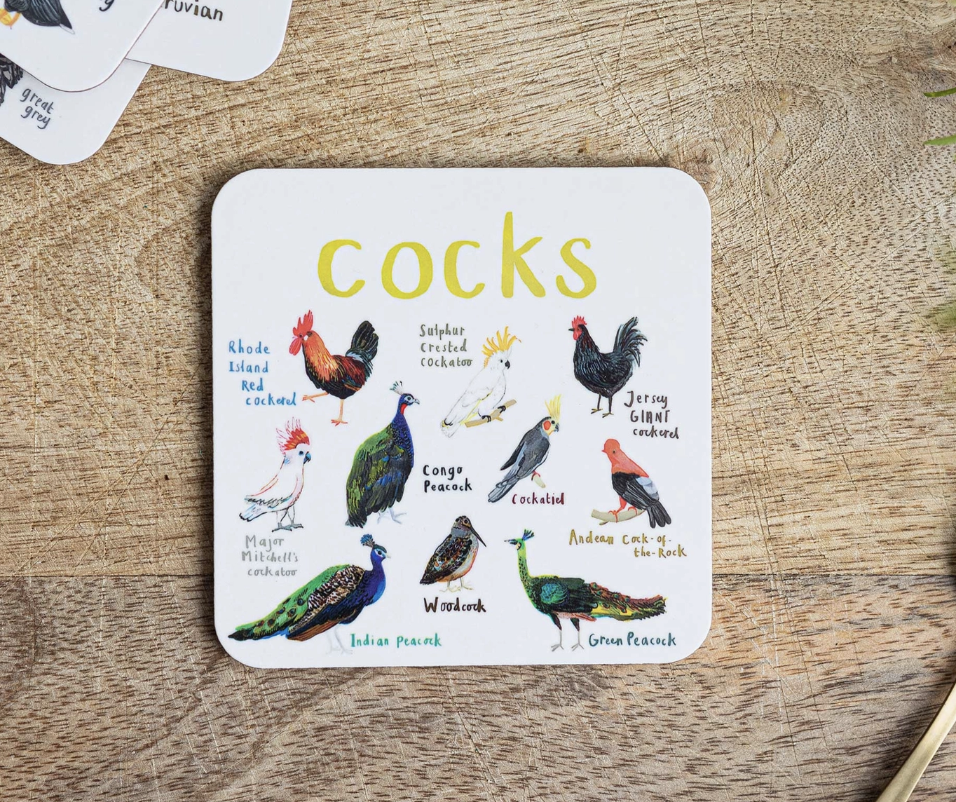 Cocks Coaster by Sarah Edmonds Illustration