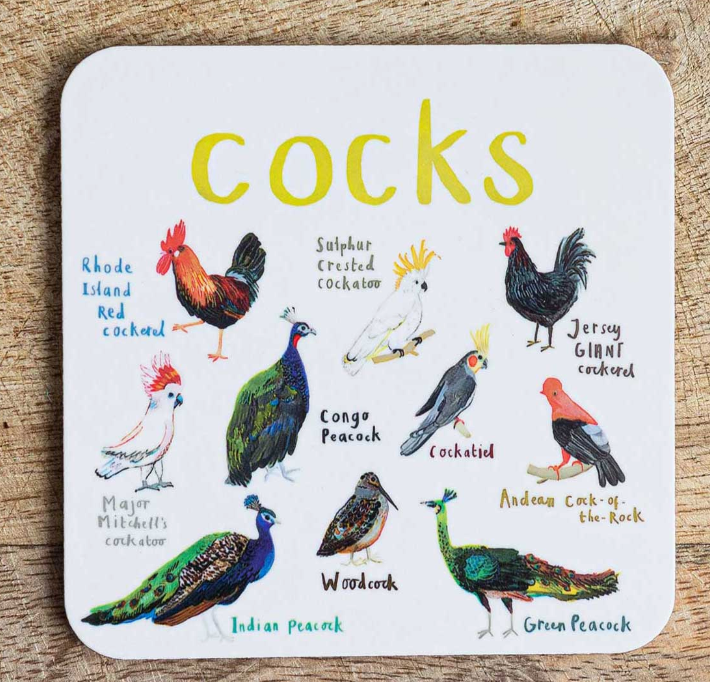 Cocks Coaster by Sarah Edmonds Illustration