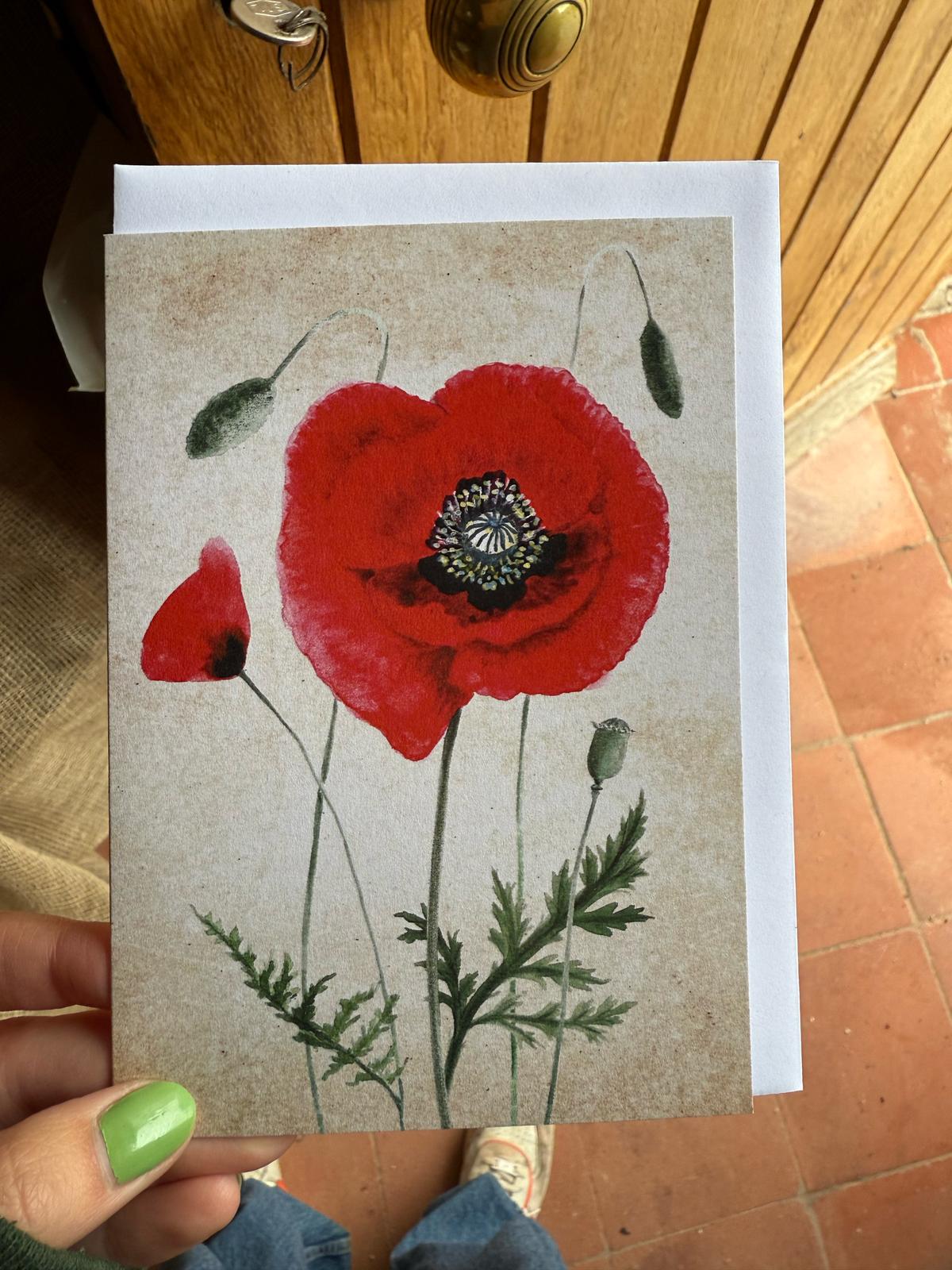 Delphine Jones Red Poppy Card