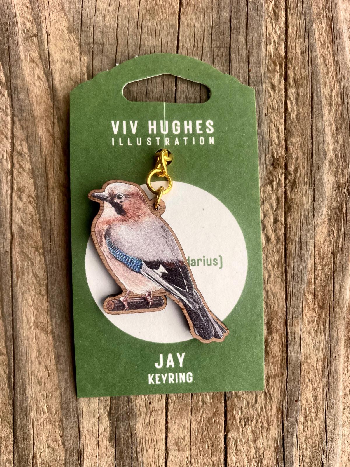 Jay Wooden Keyring by Viv Hughes