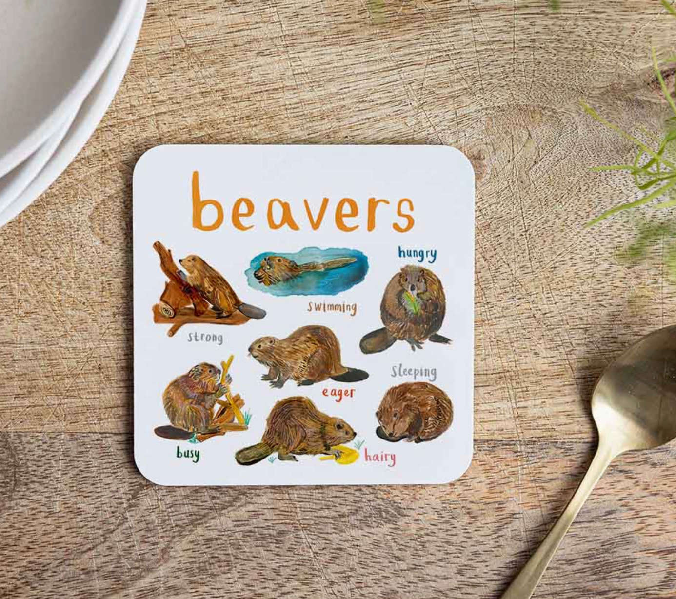 Beaver Coaster by Sarah Edmonds Illustration