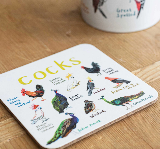 Cocks Coaster by Sarah Edmonds Illustration