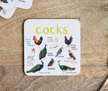 Cocks Coaster by Sarah Edmonds Illustration