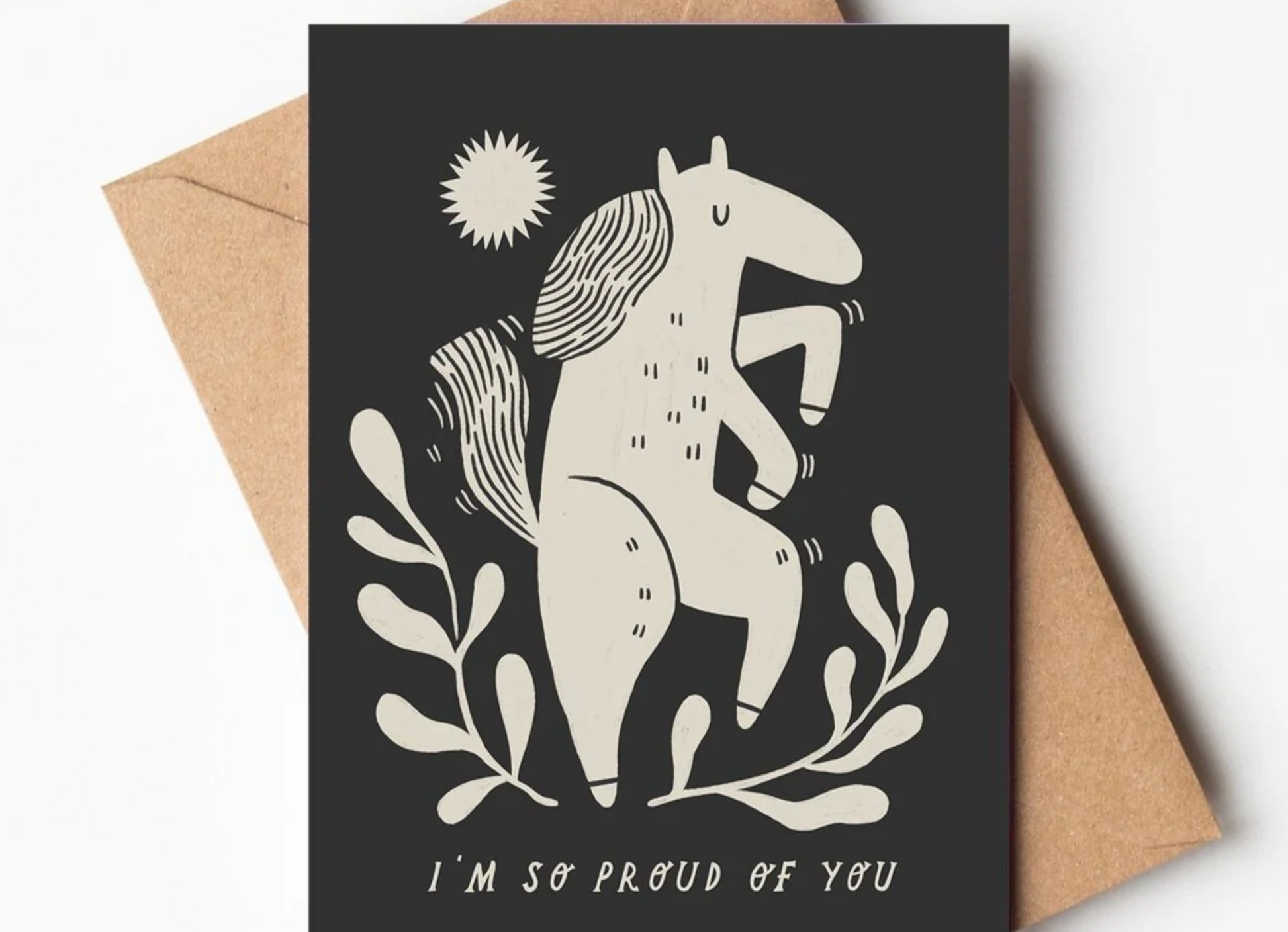 I'm So Proud Of You greetings card by Lauren Marina featuring a beautiful monochrome design 