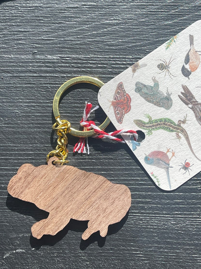 Natterjack Toad Wooden Keyring by Viv Hughes