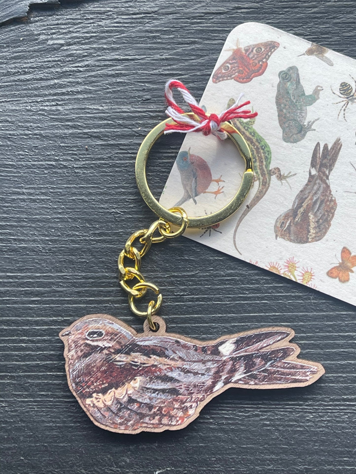 Nightjar Wooden Keyring by Viv Hughes