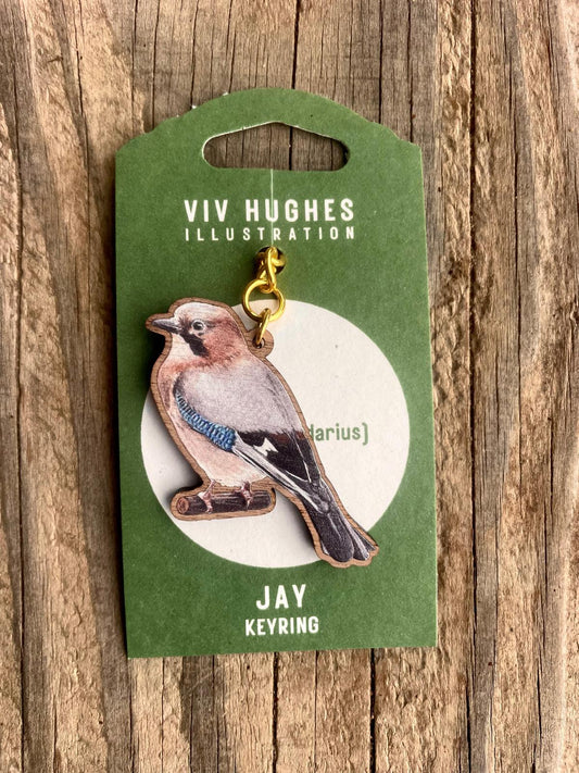 Jay Wooden Keyring by Viv Hughes