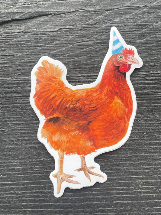 Party Chicken Sticker by Viv Hughes